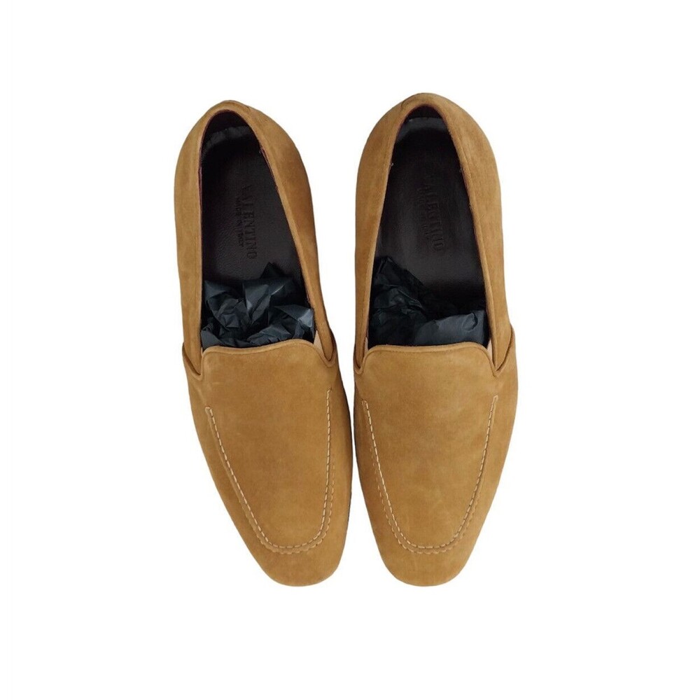 Beige Mustard Caramel Valentino Men’s Suede Dress Shoes EU Size 39